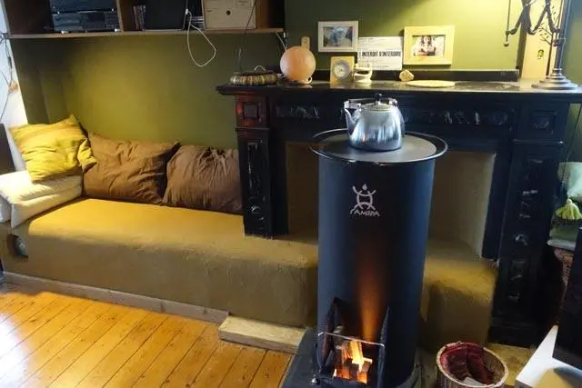 Gamera heater with cob thermal battery Gamera 7 with thermal mass
